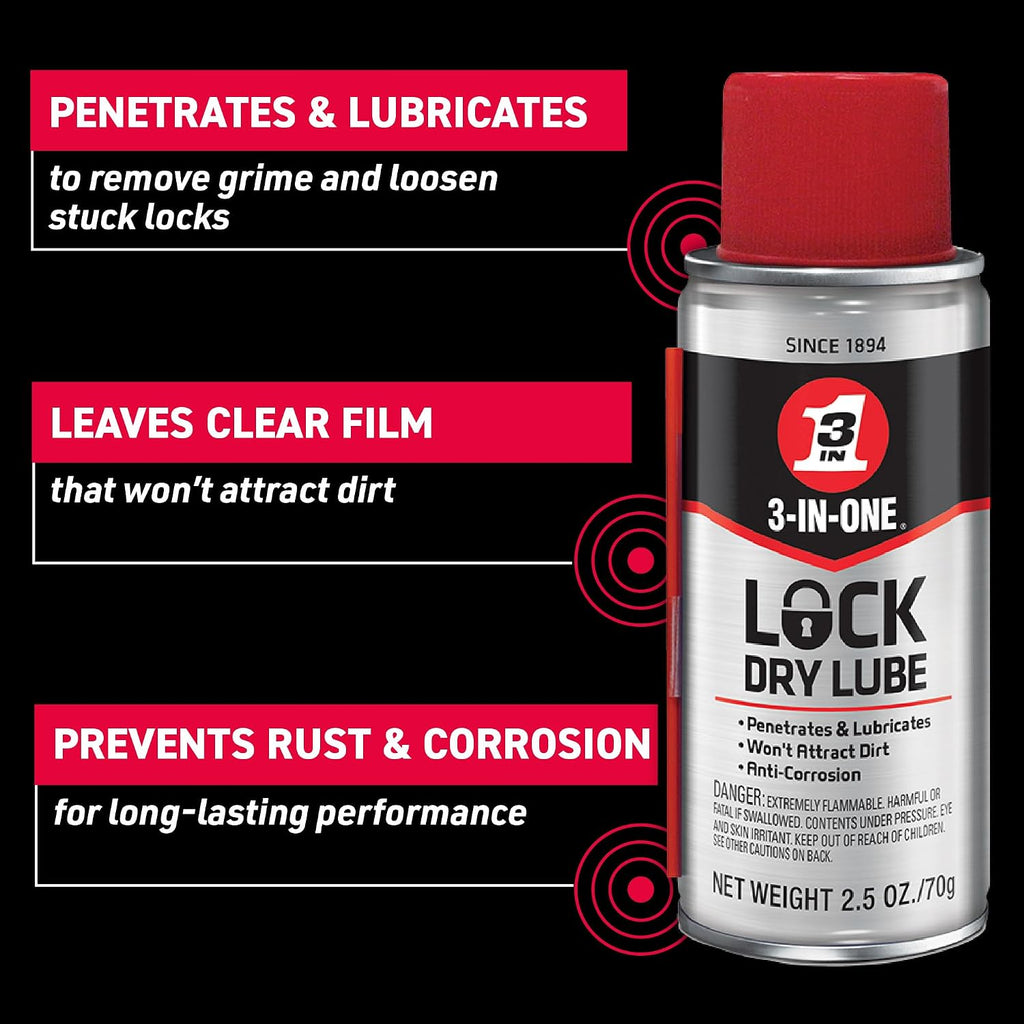 3-IN-ONE Lock Dry Lube, 2.5 OZ
