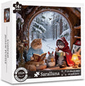 Puzzle for Adults 1024 Pieces, Cozy Winter Forest Cat & Chinchilla Jigsaw Puzzle, Challening Impossible Difficult