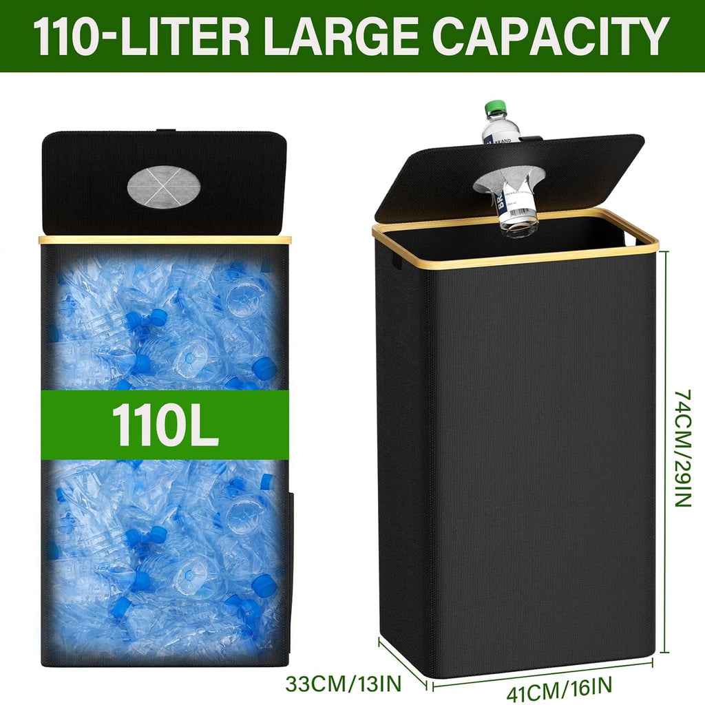 Recycling Bin for Kitchen, 110L 29 Gallon Indoor Home Recycle Bin with Lid and 2 Removable Reusable Inner Bags
