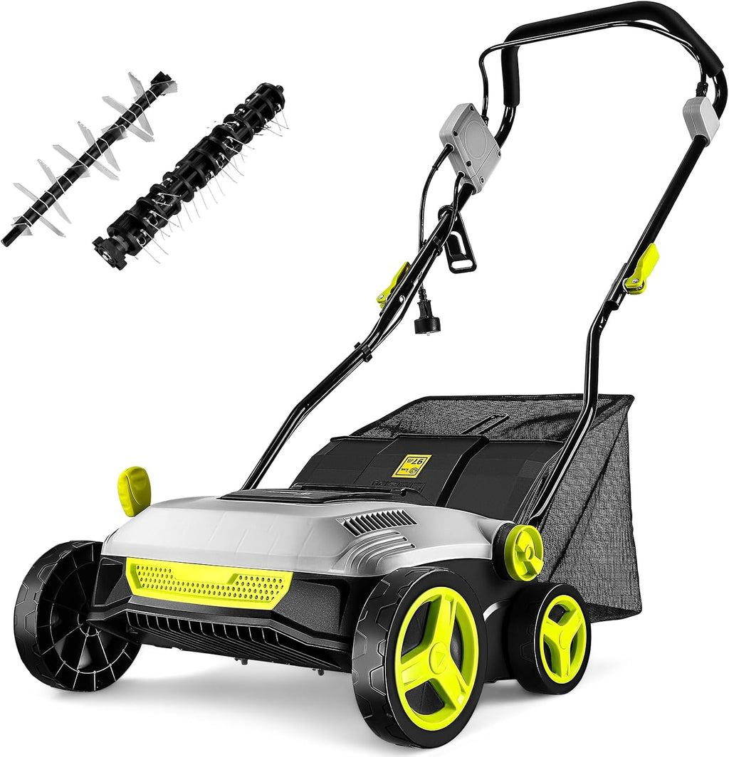 Electric Lawn Dethatcher Scarifier 15 Amp: DEKOPRO 15-inch Lawn Dethatcher and Aerator with 5-Position Depth