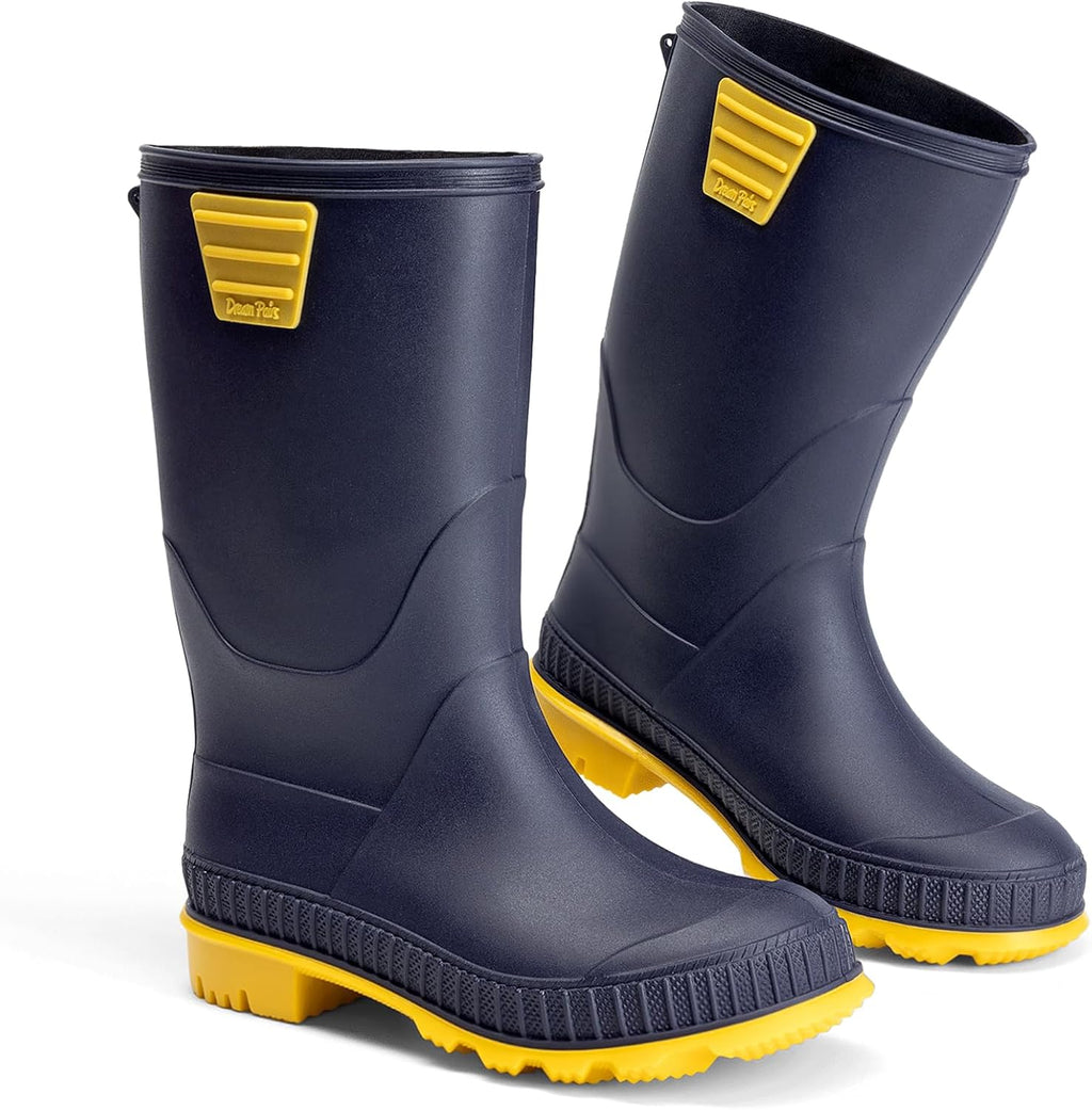 Kids Waterproof Outdoor Rain Boots | Lightweight,Non-Slip Outsole,Easy-On,Unisex Boys Girls,Outdoor Puddle Rainy Day