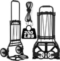 Folding Hand Truck and Dolly, 200 LB Capacity Aluminum Cart with Extended Handle for Travel, Moving, Shopping, Office