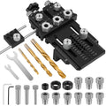 Dowel Jig Kit for Perfect Wood Joints, Self Centering Doweling Jig with 1/4 3/8 1/2 Drill Bushings & Bits