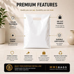 Large Plastic Merchandise Bags, Die Cut Handle Retail Shopping Bags, Glossy Poly Bags for Clothing, Shoe Boxes