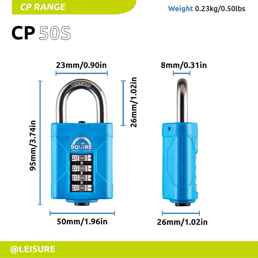 Heavy Duty Padlock (CP50S Marine) - Toughest Steel Shackle - 4 Wheel Combination Padlock - Stainless Steel for
