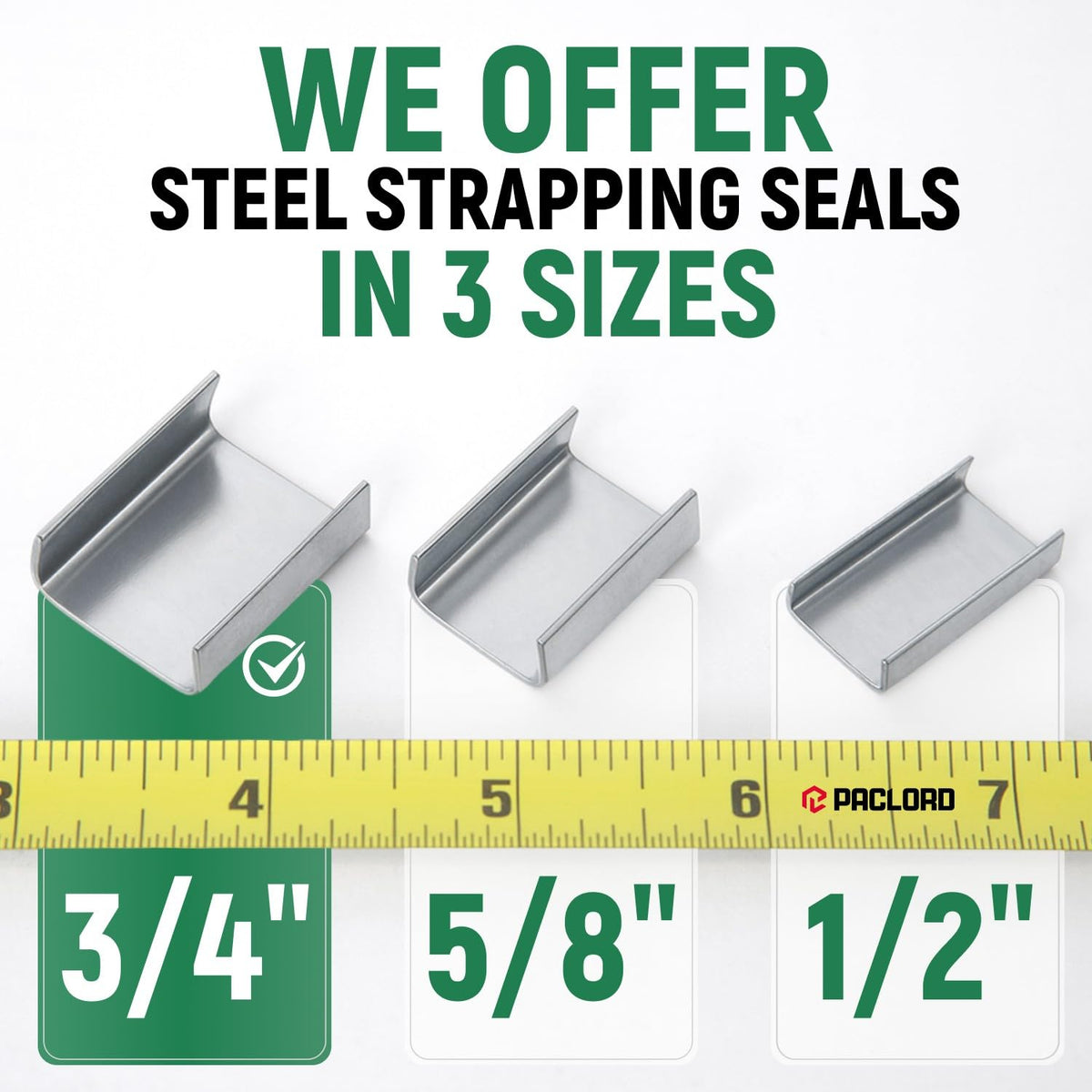 3/4" Open Seals for Steel Strapping, Pack of 250