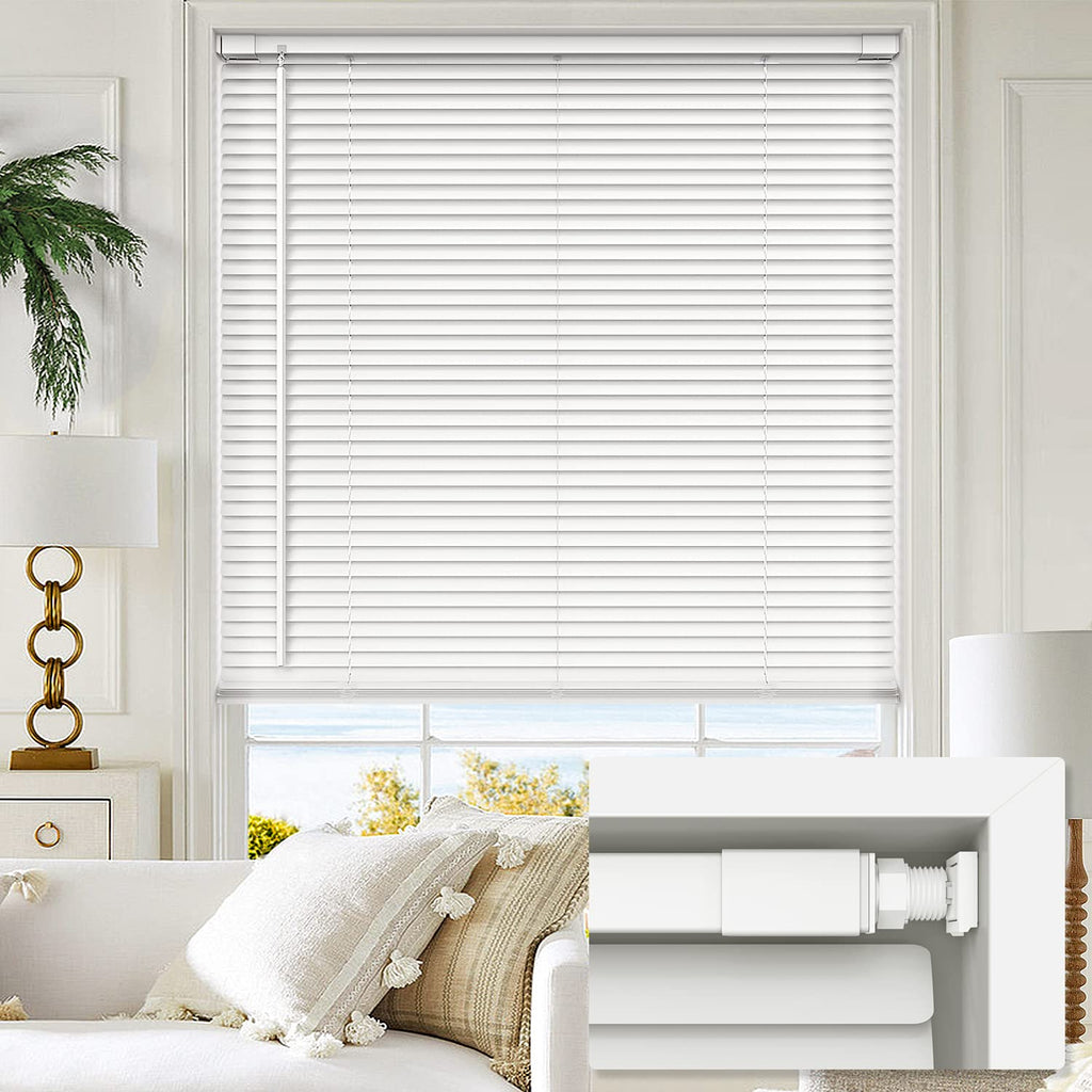 No Drill 1" Vinyl Mini Blinds, 47" W x 64" H, White