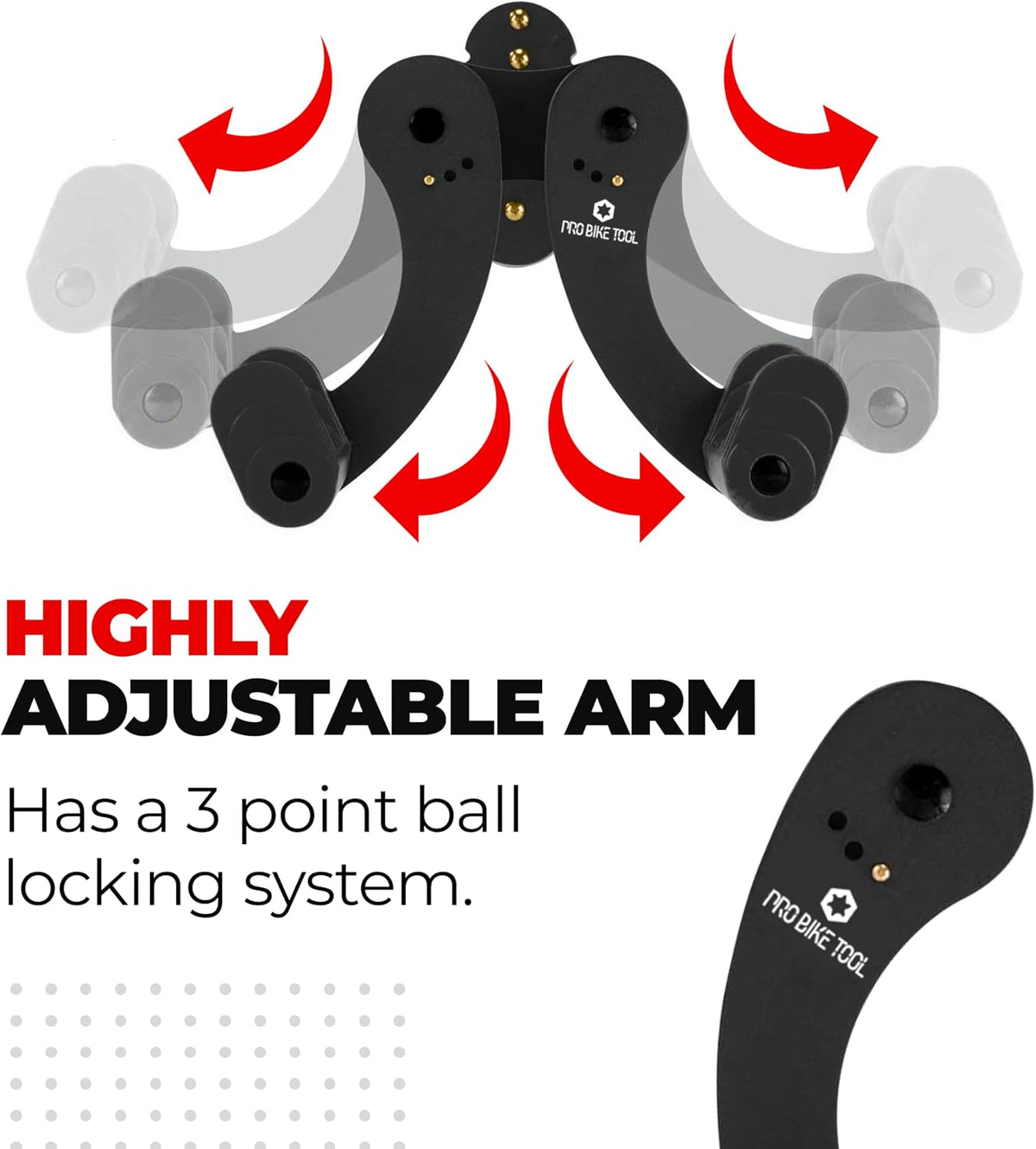 Bike Rack for Garage Wall Mount - Horizontal Bike Storage | Fits Road, Mountain & Hybrid Bikes, Adjustable Arms