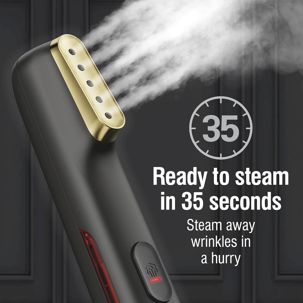 Steam Handheld Garment Steamer for Clothes, 800 Watts, Black | Portable Wrinkle-Remover, 5 Minutes of Continuous