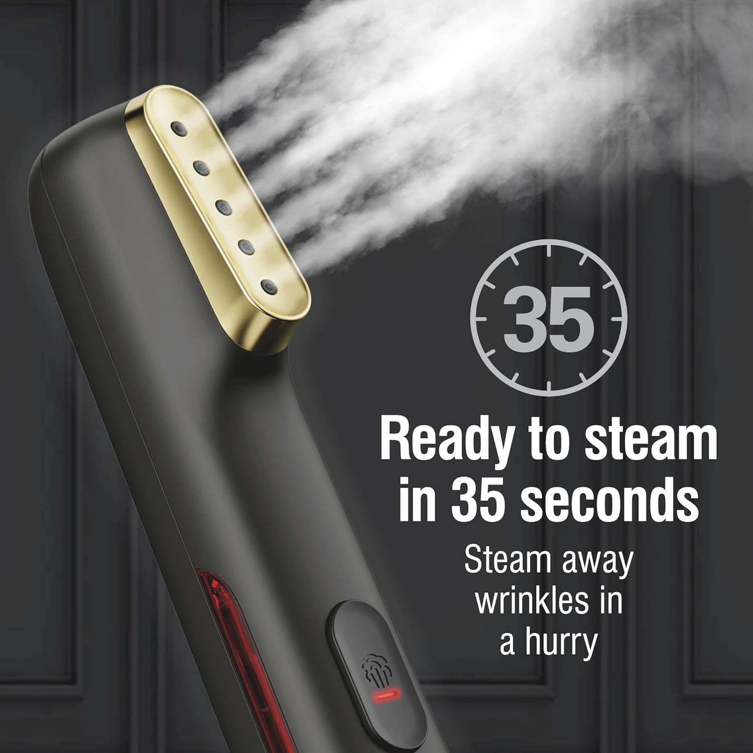 Steam Handheld Garment Steamer for Clothes, 800 Watts, Black | Portable Wrinkle-Remover, 5 Minutes of Continuous