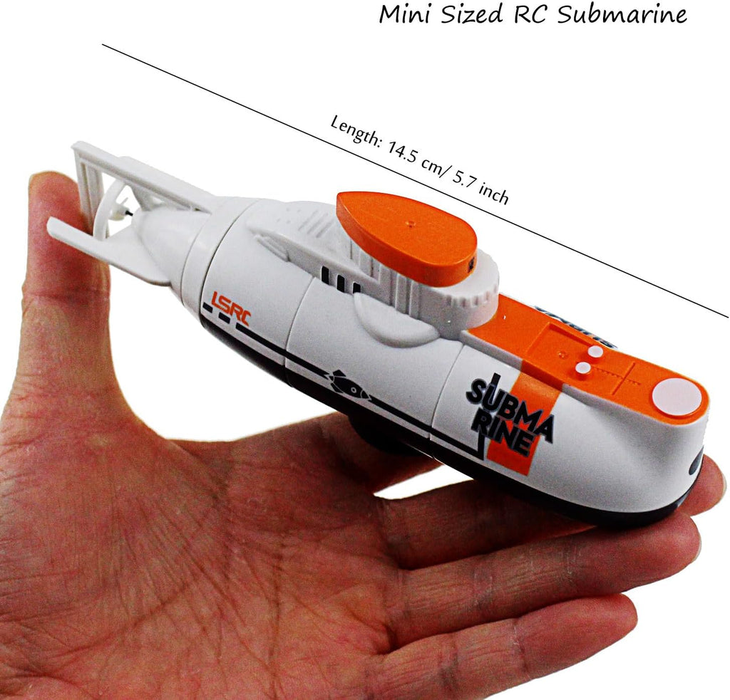 RC Submarine Toy Remote Control Boat Underwater Diving Waterproof for Fish Water Tank Kids Birthday Gift (White)