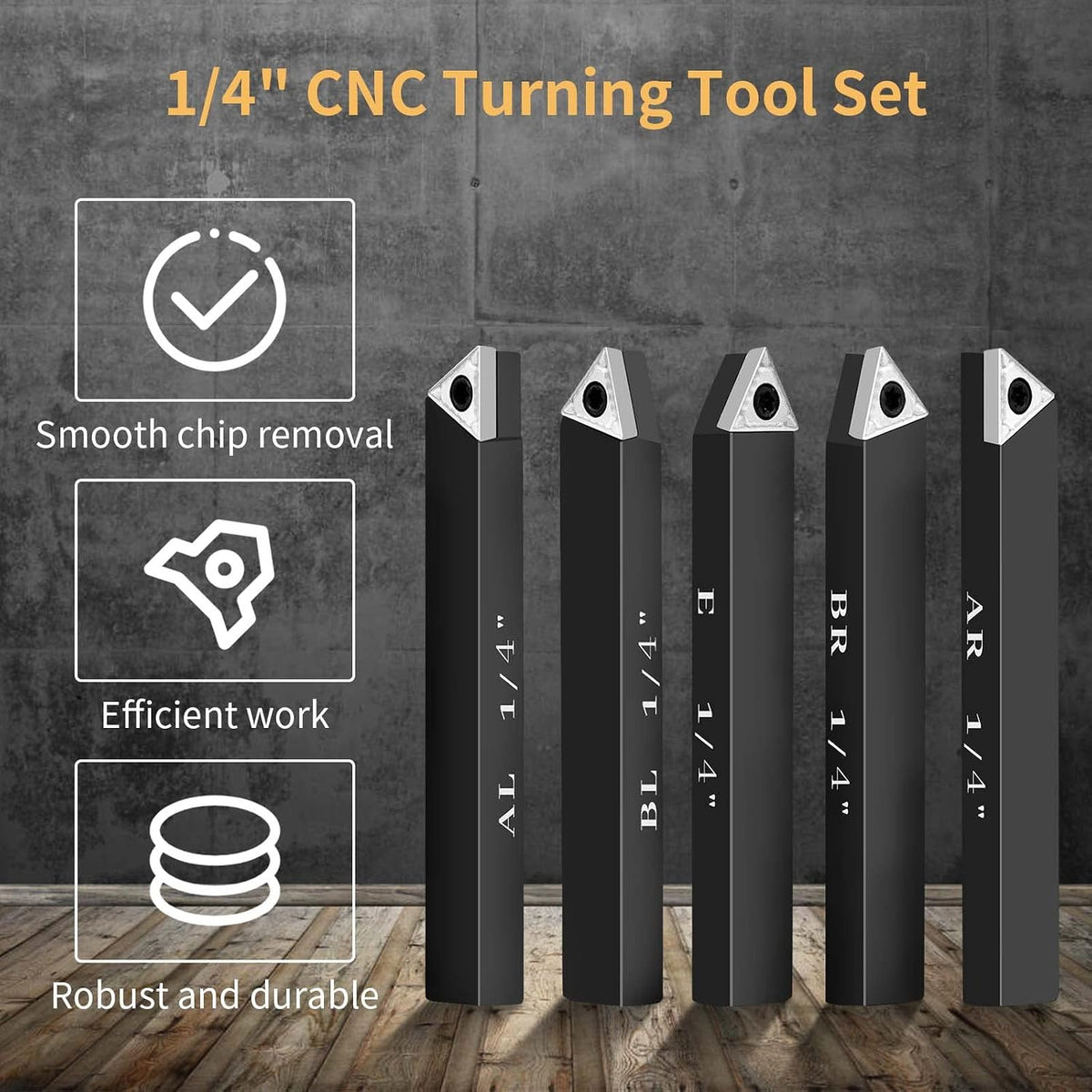 1/4" Indexable Carbide Turning Inserts Holder Set for Machining Lathes