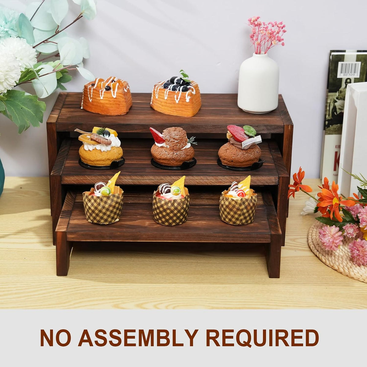 3-Tier Wooden Cupcake Stand & Display Risers