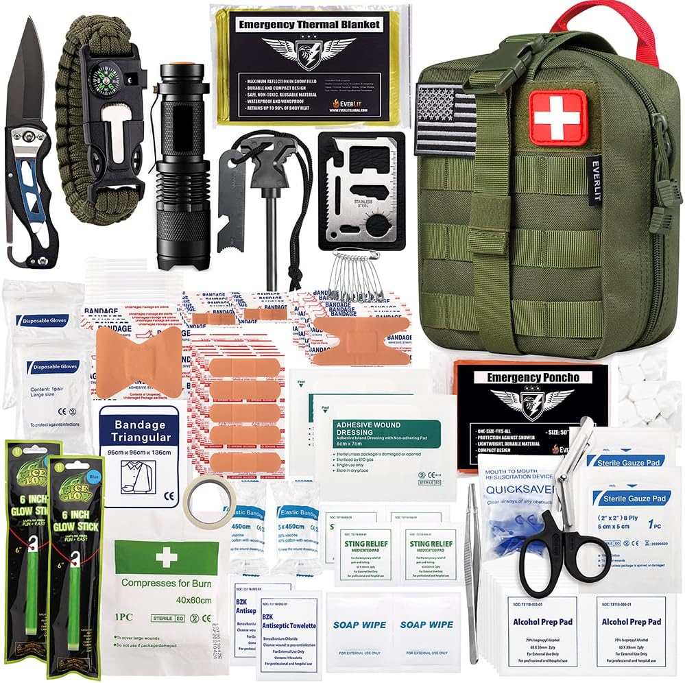 250 Pieces Survival First Aid Kit IFAK EMT Molle Pouch Survival Kit Outdoor Gear Emergency Kits Trauma Bag for