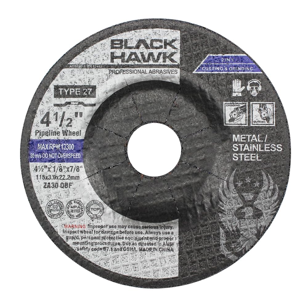 BHA 4-1/2 x 1/8 x 7/8 Pipeline Wheels, Cut and Grind, Combo Disc - 10 Pack