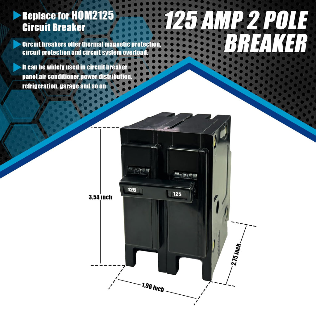 125 Amp Circuit Breaker 2 Pole,Replace for HOM2125 Breaker,125 Amp 2 Pole