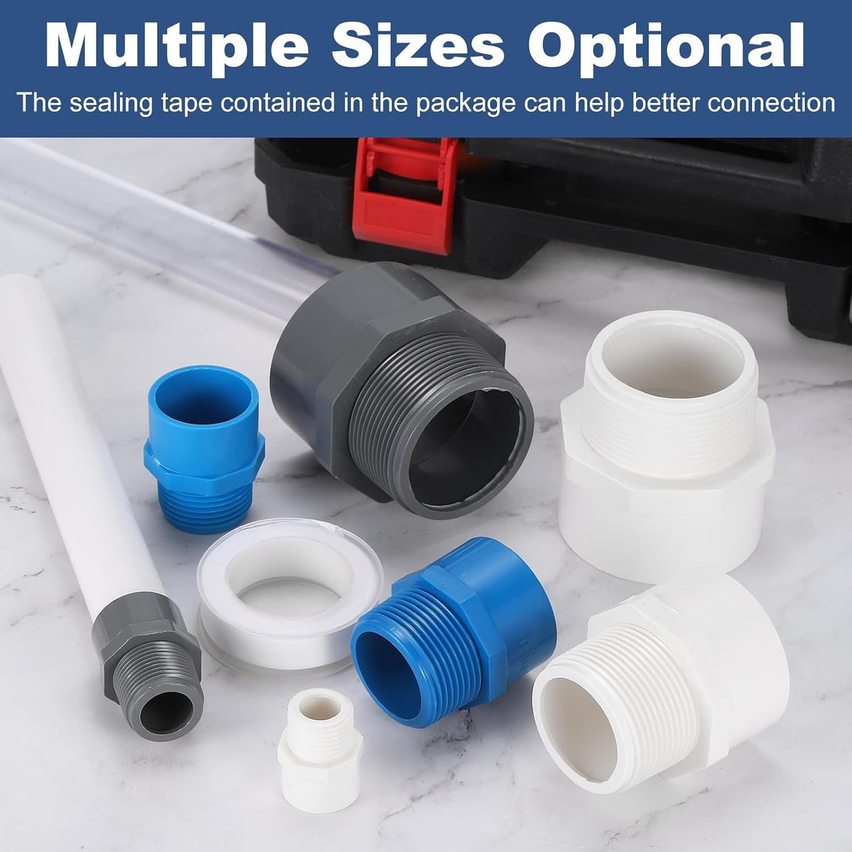uxcell Pipe Connectors 10Pcs 3/4" 2-Way PVC with Sealant Tape