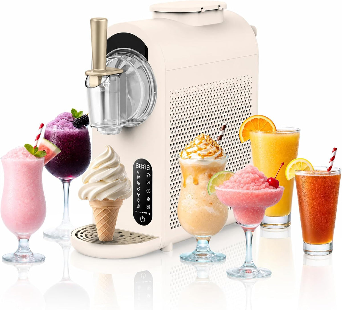 7-in-1 Soft Serve Ice Cream Slushy Machine, 1.6 Qt, Compressor