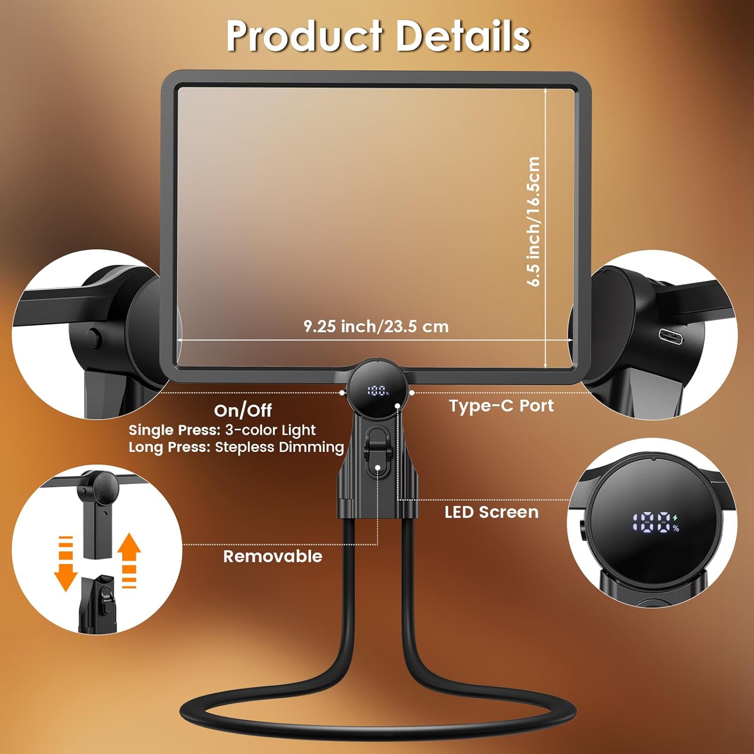 Magnifying Glass with Light for Reading, Rechargeable 5X Full Page 9.25" x 6.5" Book Magnifer Neck Wearable Hands