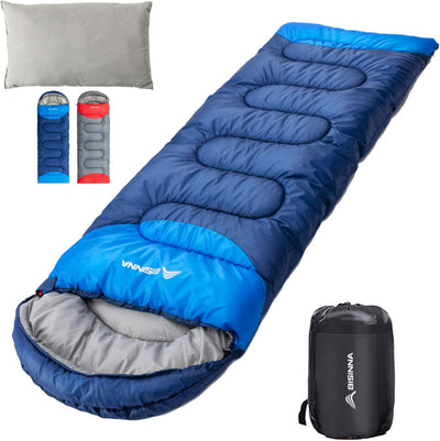 Sleeping Bag with Pillow - 4 Season Backpacking Sleeping Bag Lightweight Waterproof Warm and Washable for Adults