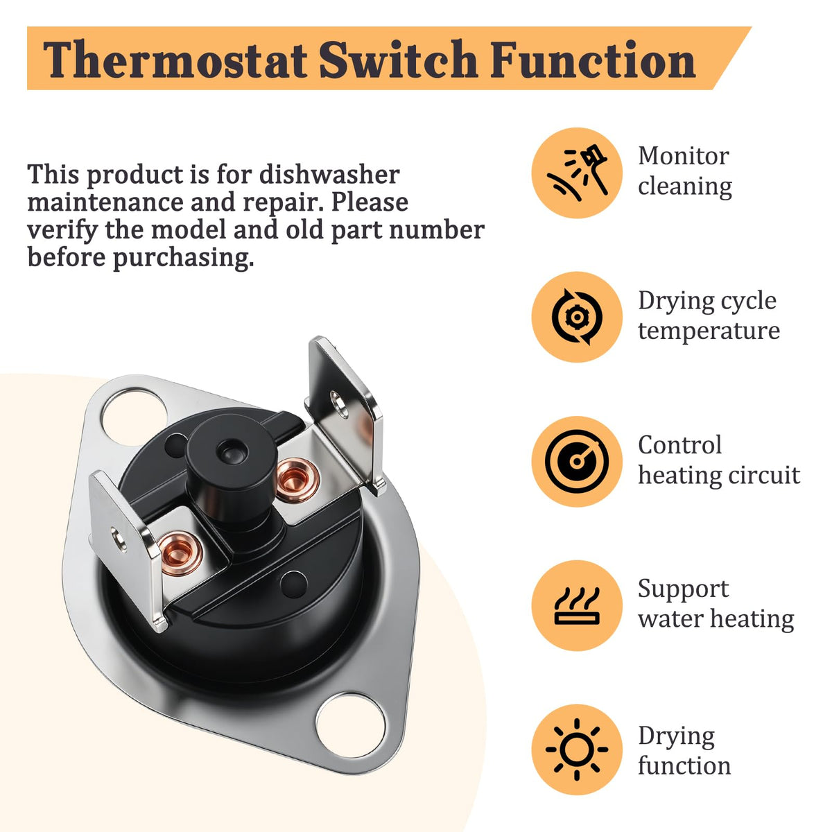 WD01X10567 Dishwasher Thermostat Switch Compatible with GE Dishwashers