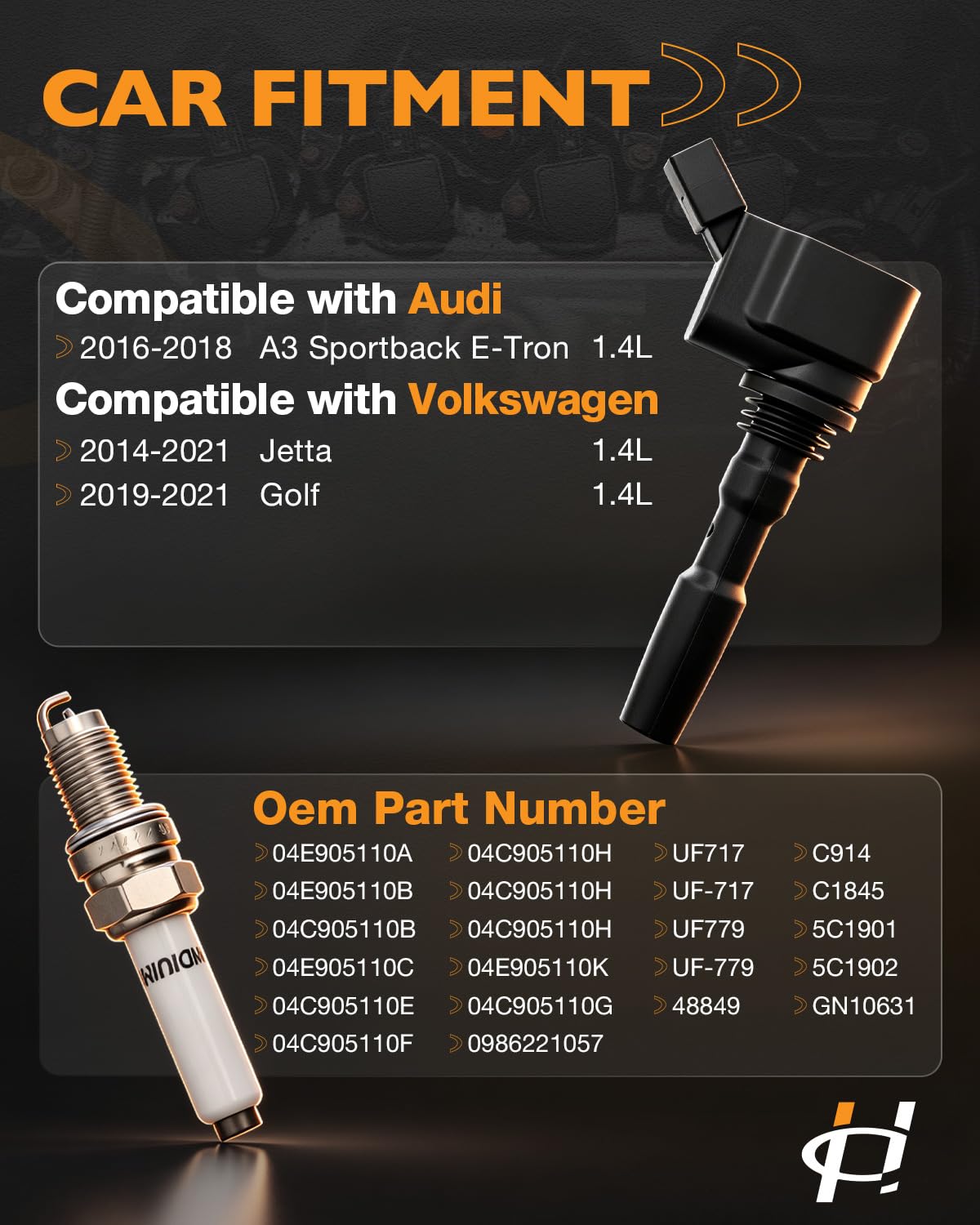 UF717 Ignition Coil and Spark Plugs fit for Audi Volkswagen