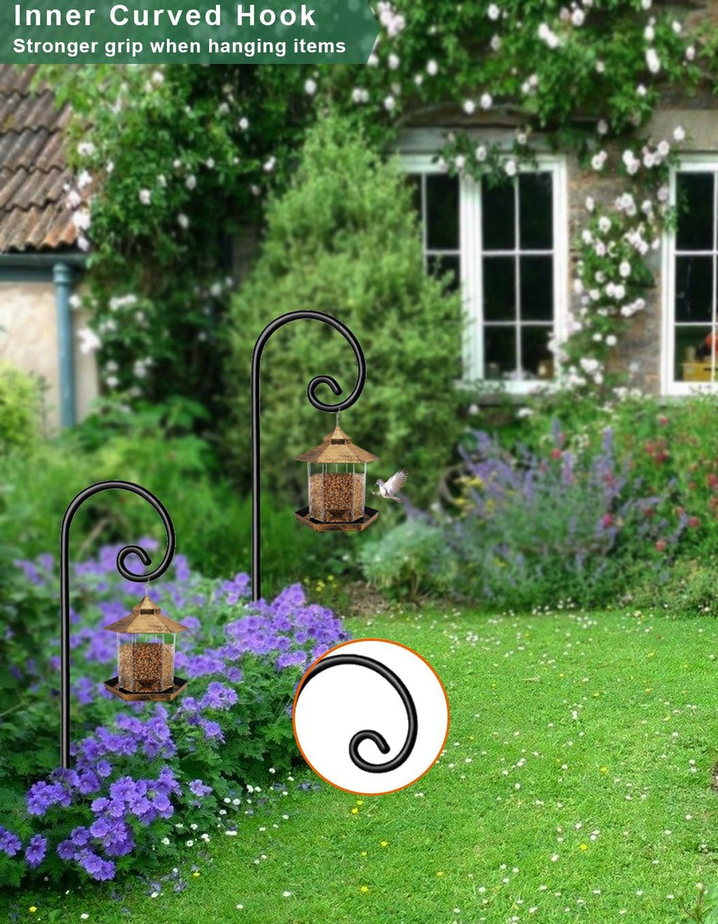 76 Inch Shepherds Hooks for Outdoor Hanging Plant, 2 Pcs