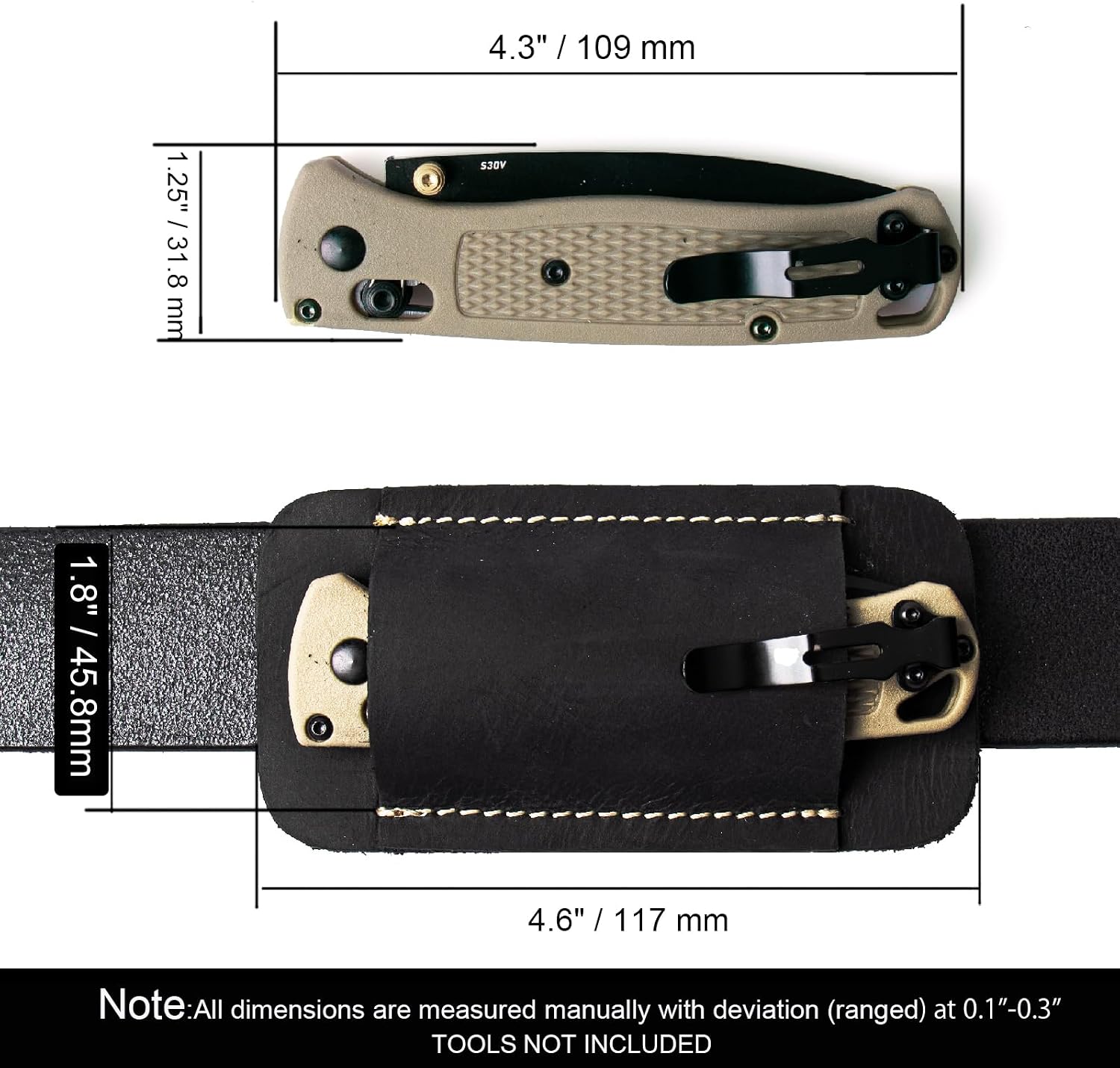 Knife Sheath, Handmade Knife Holster, Horizontal Carry Leather Sheath for Belt, EDC Pocket Organizer for Men,Size