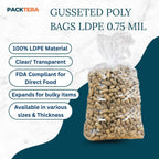 12" X 6" X 24" Gusseted Poly Bags Clear LDPE 0.75 Mil Thickness (Pack of 100) Open Top Food Safe Flexible Plastic