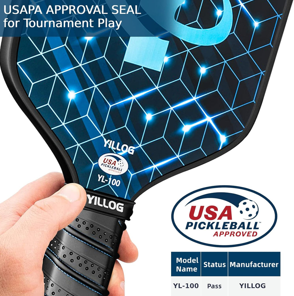 Pickleball Paddles Set of 4, USAPA Approved Fiberglass Rackets | 4 Pickleball Balls, 4 Cooling Towels, Pickleball
