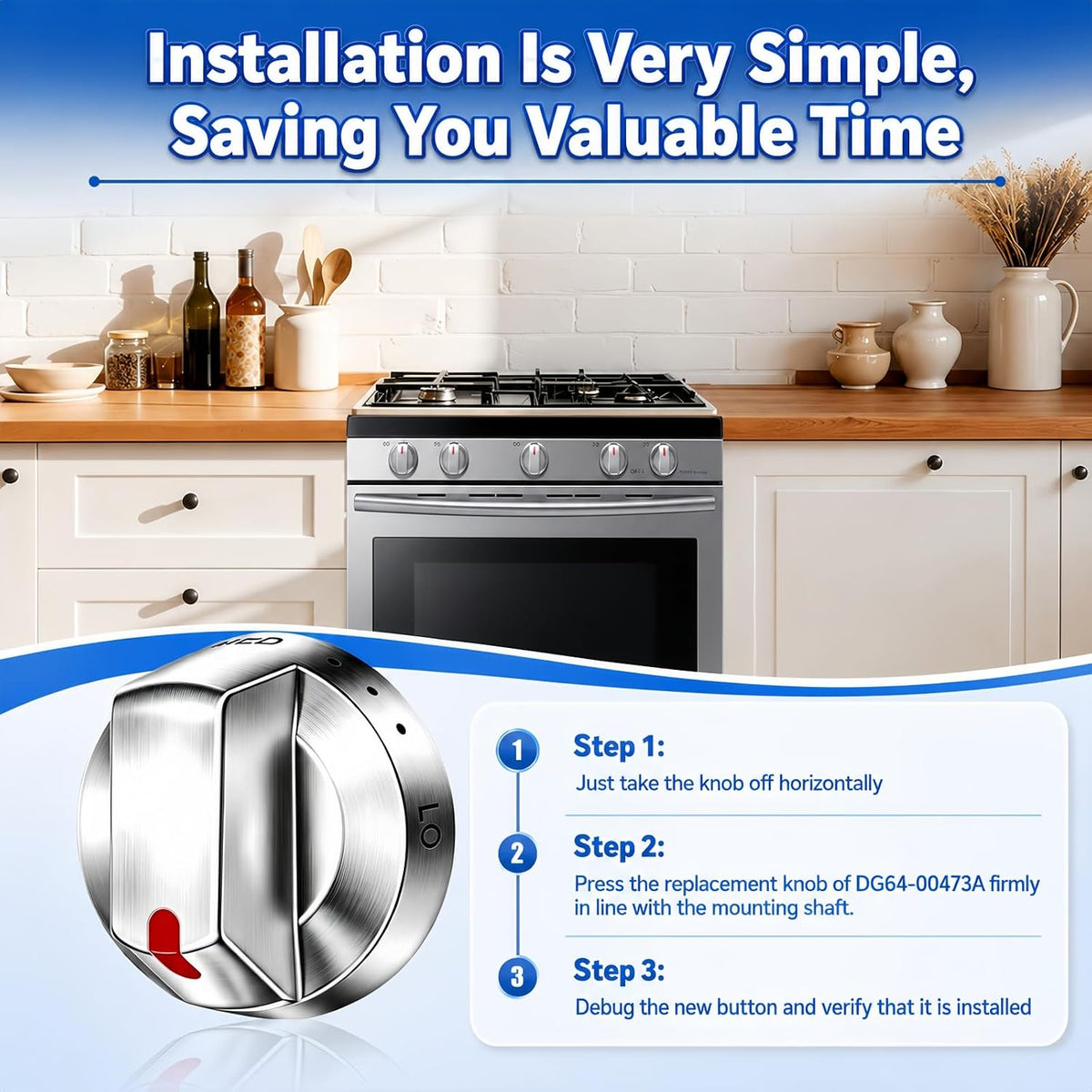 DG64-00473A Gas Range Knob Replacement Compatible with Samsung NX58 Series