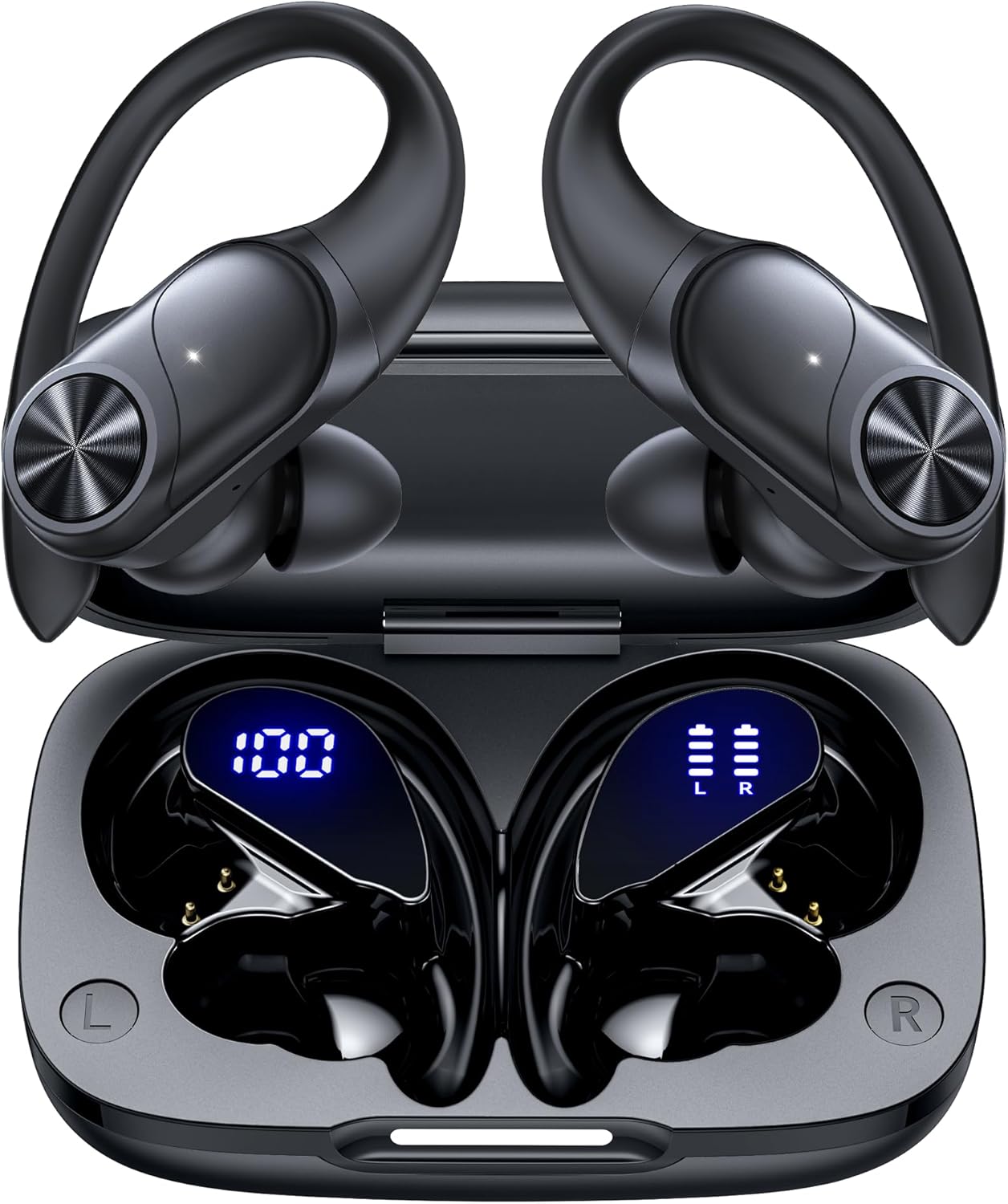 Bluetooth Headphones Wireless Earbuds 80hrs Playtime Wireless Charging Case Digital Display Sports Ear Buds with