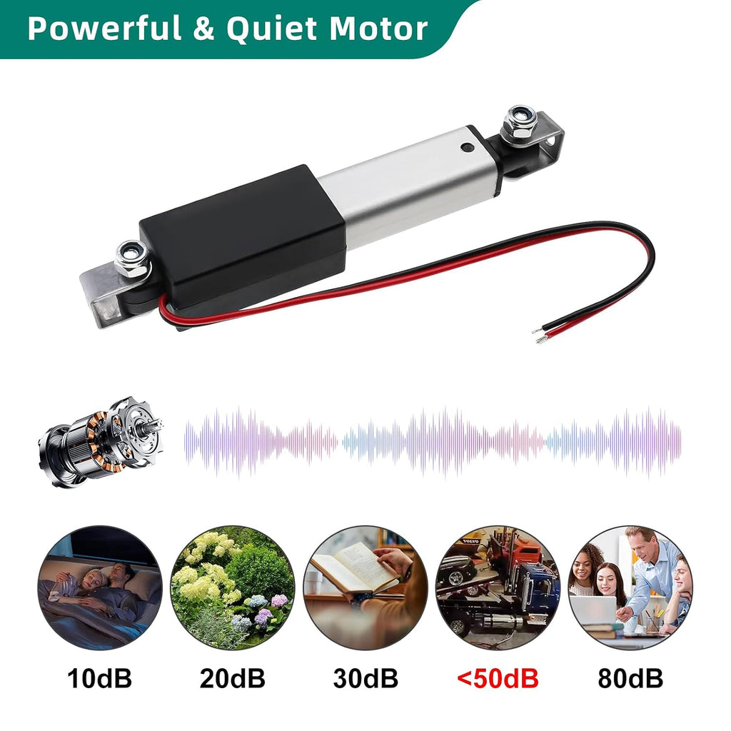 Stroke 125mm 20N 5 Inch Mini Linear Actuator 12V Force 4.5lbs Electric Linear Motion Actuators High Speed 1.2"/sec for Robotics,Home Automation with Mounting Brackets