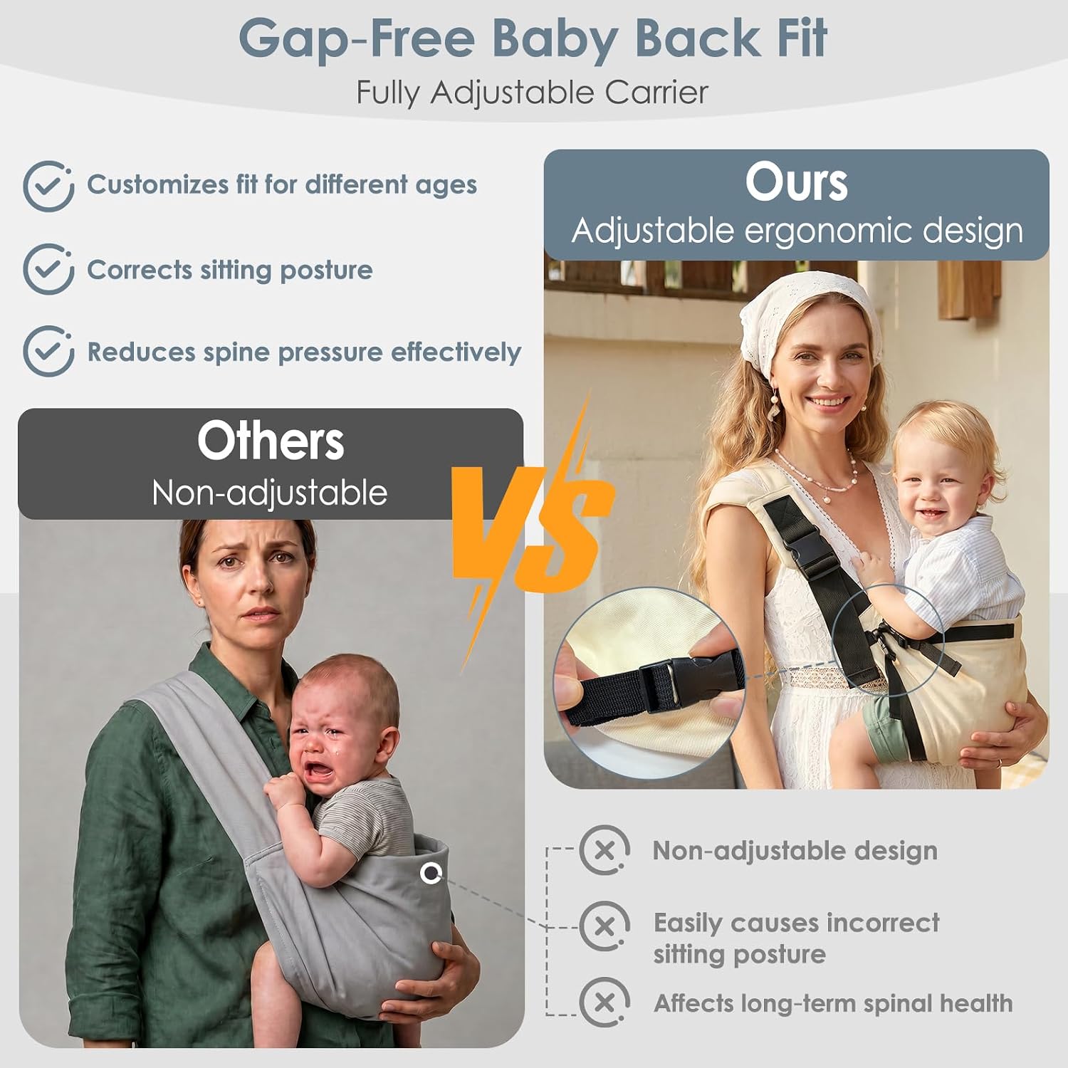 Toddler Carrier Sling Carry for 8-40lbs, Adjustable Baby Carrier Sling One Size Fit All, Hip Seat Newborn Baby