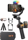 iSteady M7 Smartphone Gimbal Stabilizer, AI Tracking Sensor with Fill Light, 1.4" Full Color Detachable Touchscreen