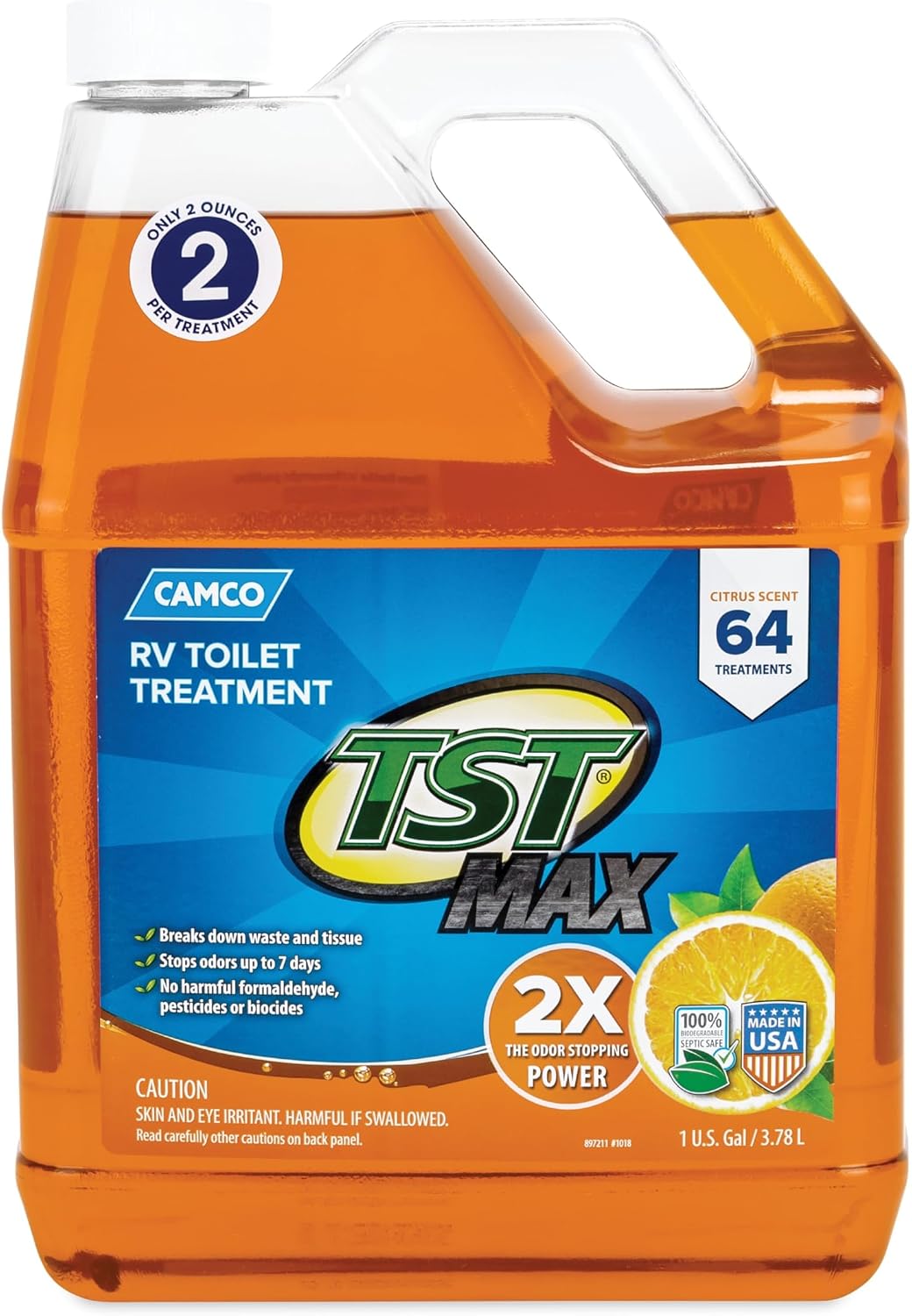 TST MAX RV Toilet Treatment 1-Gallon - Control Unwanted RV Sewer Odors & Break Down Waste and RV Toilet Paper