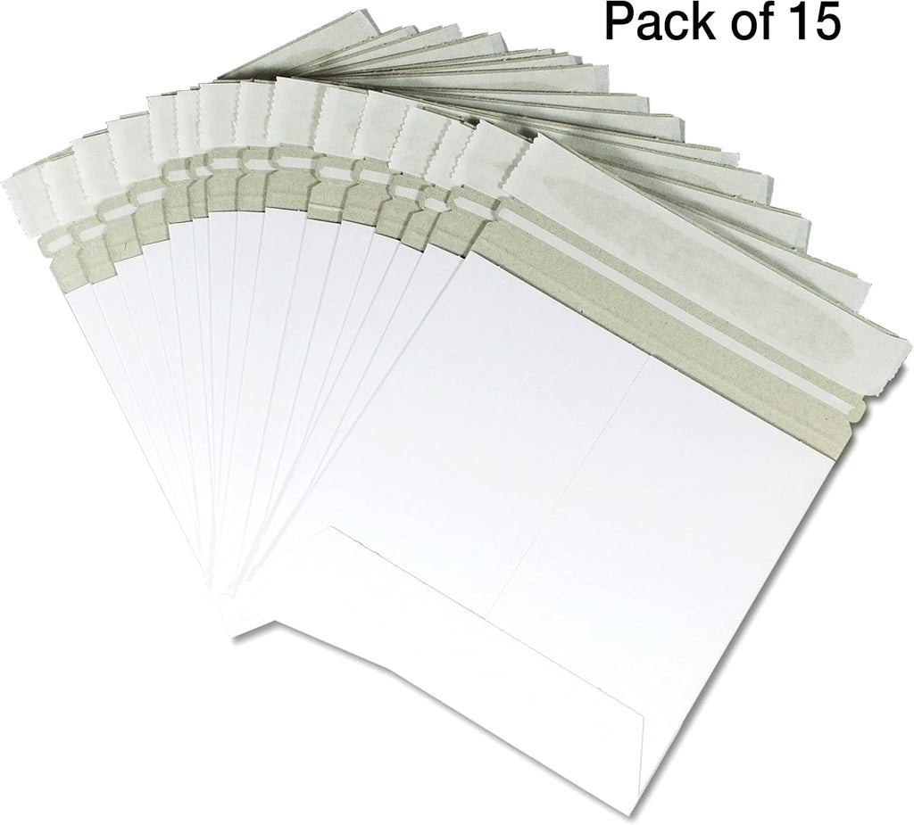 6x6 Rigid Paperboard Mailers, 15 Pack - Self-Seal Stay Flat Envelopes