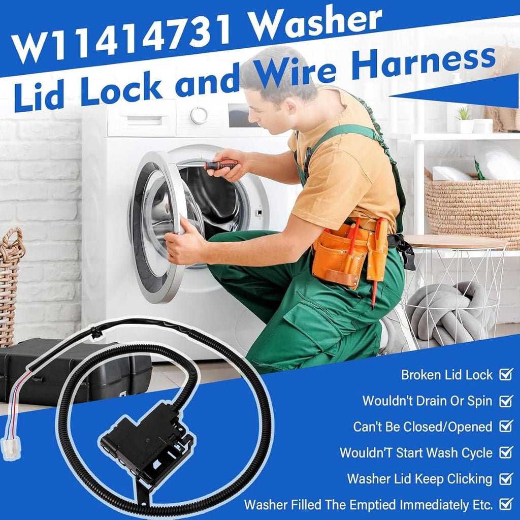 Washer Lid Lock Switch Replacement for Whirlpool WTW5010LWO, WTW5010LW1, WTW5015LWO, WTW5015LW1