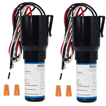2 Pack RCO210 3 in 1 Hard Start Capacitor Replacement - Solid State Relay Overload & Start Capacitor Combination