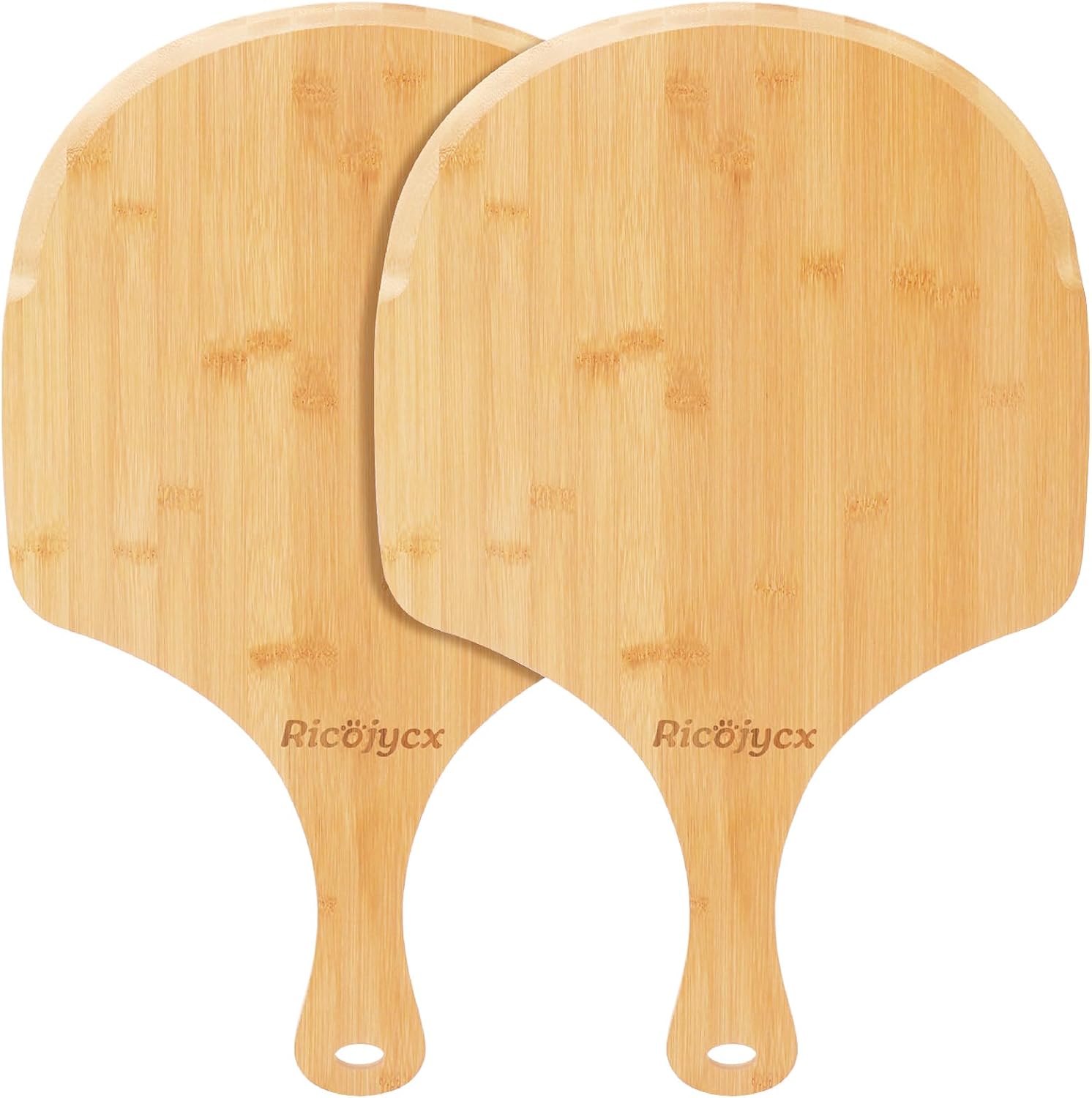 Pizza Peel Set of 2, 14 Inch Natural Bamboo Pizza Paddle – Non-Stick Wooden Pizza Board for Oven, Cutting Board &