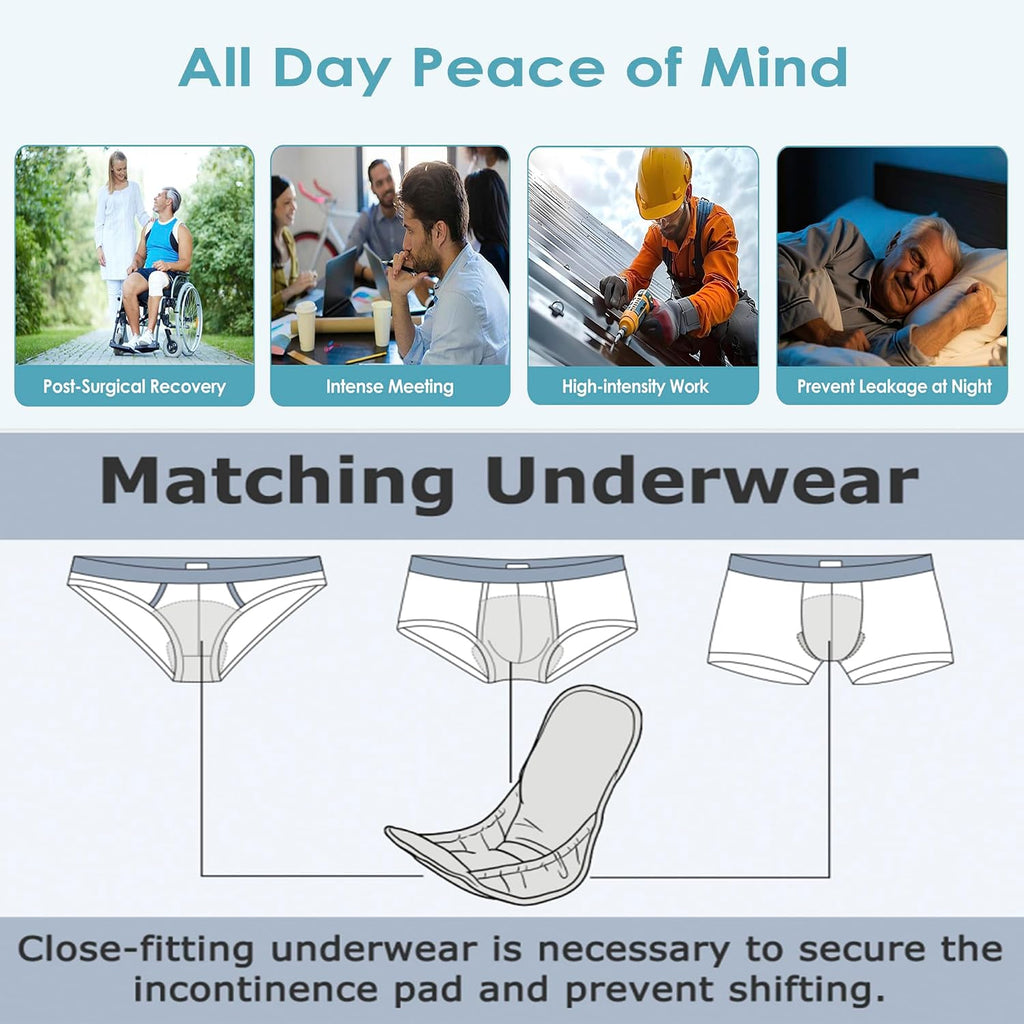 Reusable Incontinence Pads for Mens - 2 Packs
