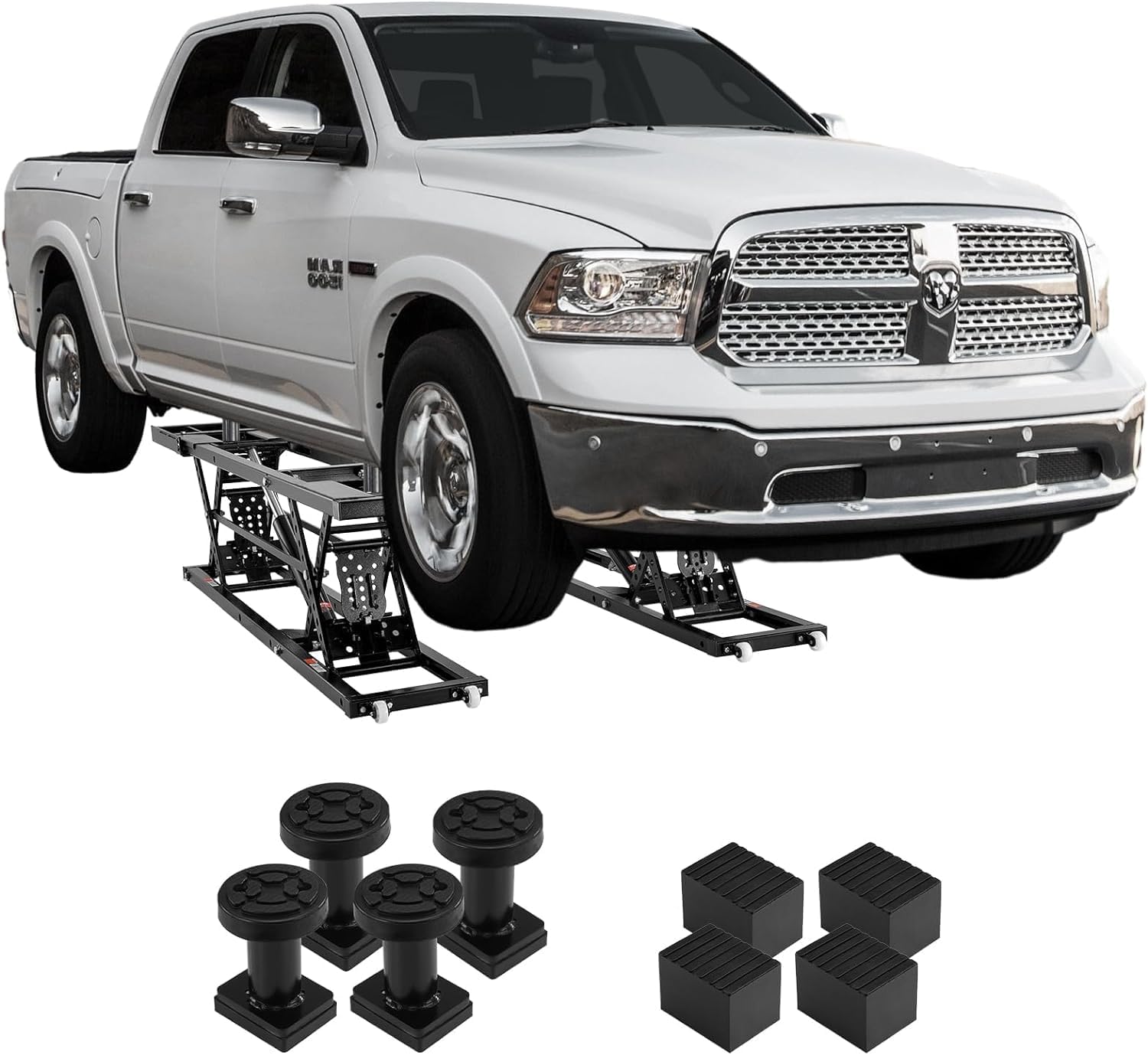 Portable Car Lift - 7,000 LBS Capacity, 26.8" Max. Height, Heavy-Duty Carbon Steel Truck Lift with 120V Power Unit