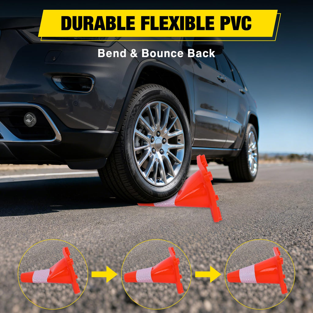 12 Inch PVC Traffic Safety Cones, 4-Pack