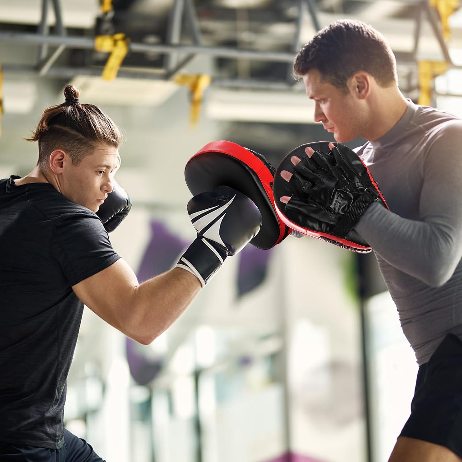 2-in-1 Punching Mitts and Kick Pack Set, Curved Focus Mitts and Taekwondo Kick Pad, Adjustable Strike Shield Arm Pad