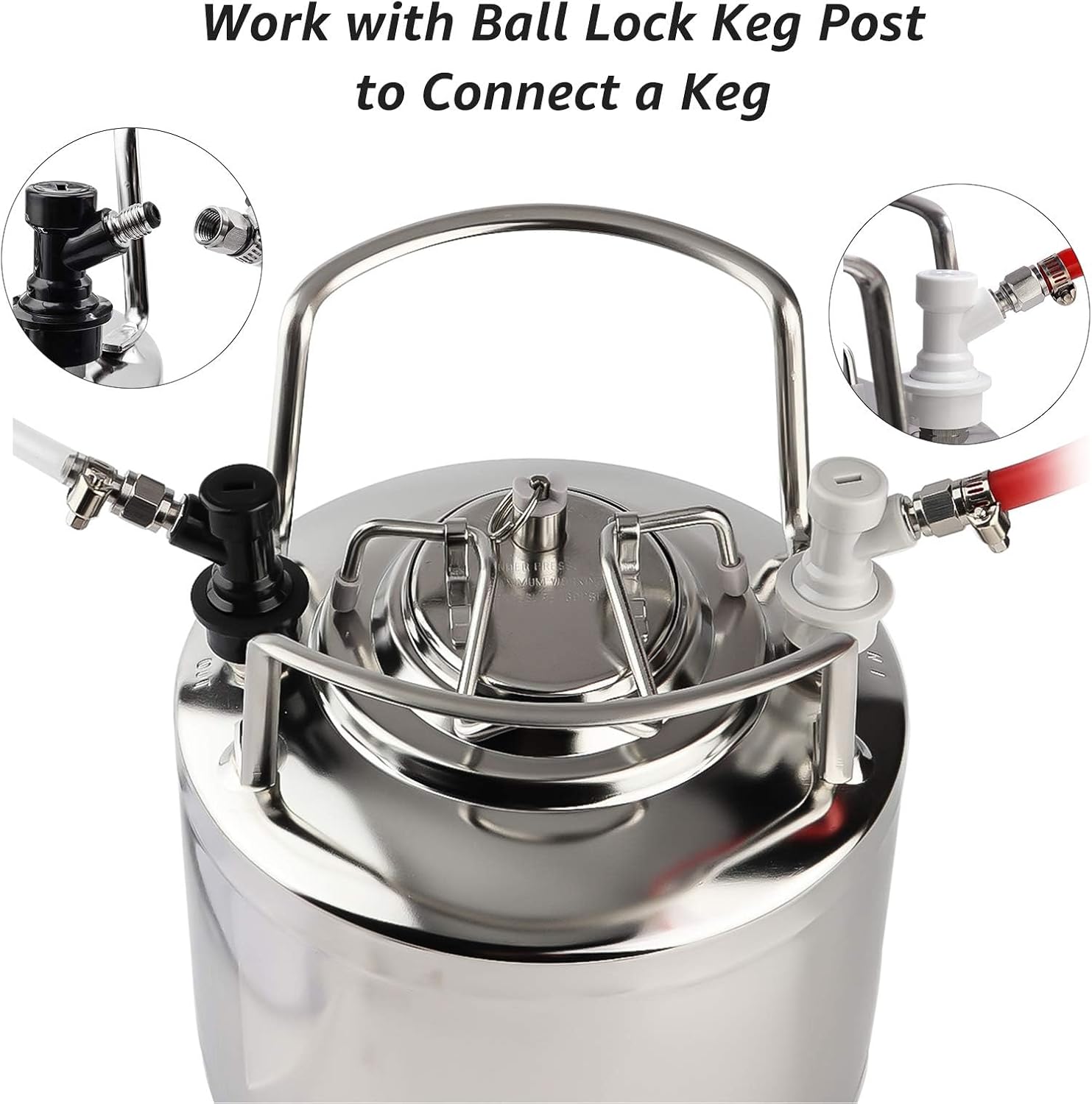 Ball Lock Disconnect Set, Keg Fittings, 5/16''Gas 1/4''Liquid Barbs | Ball Lock Keg Connectors Cornelius Corny Keg