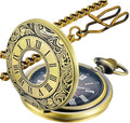 Vintage Pocket Watch Roman Numerals Scale Quartz Pocket Watches with Chain Christmas Graduation Birthday Gifts