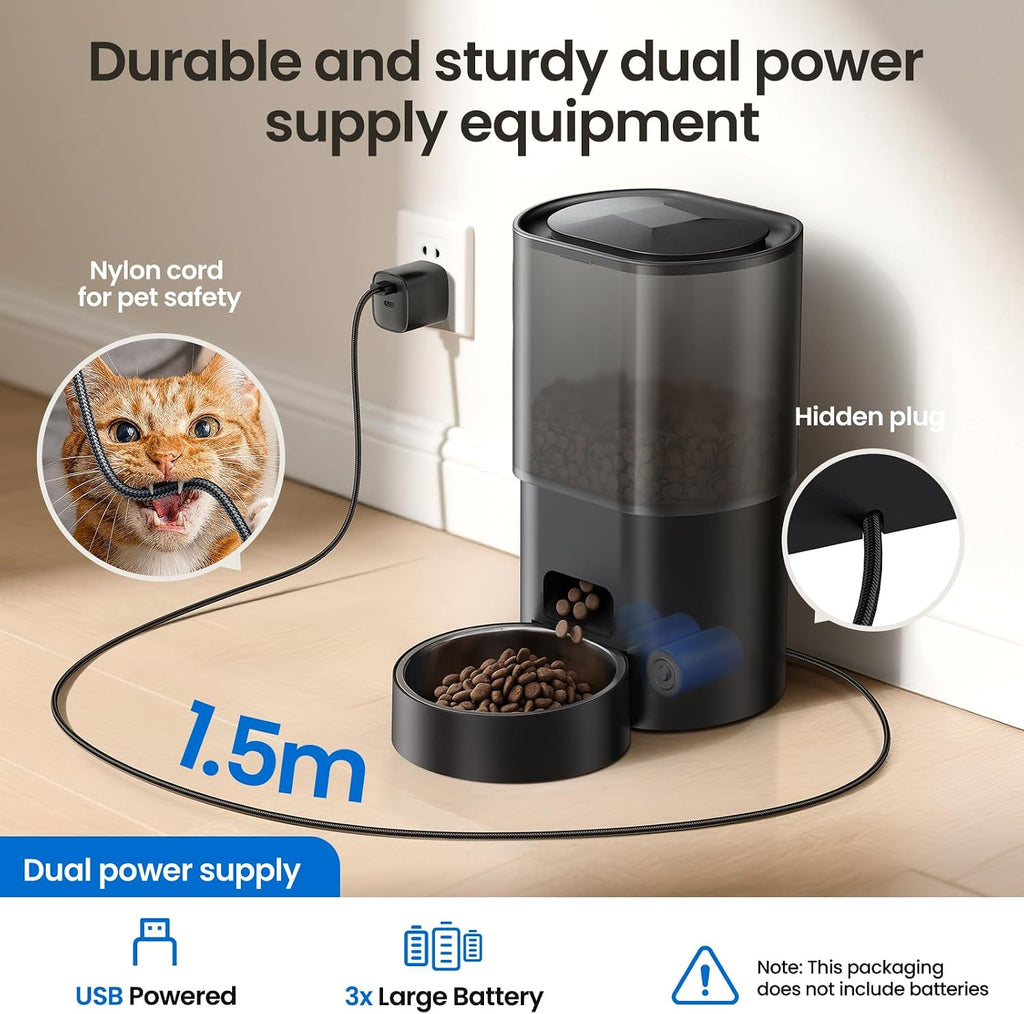 Automatic Cat Feeder and Water Fountain 2-in-1, Smart Timed Cat Food Dispenser with 2.4G WiFi APP Control, Automatic