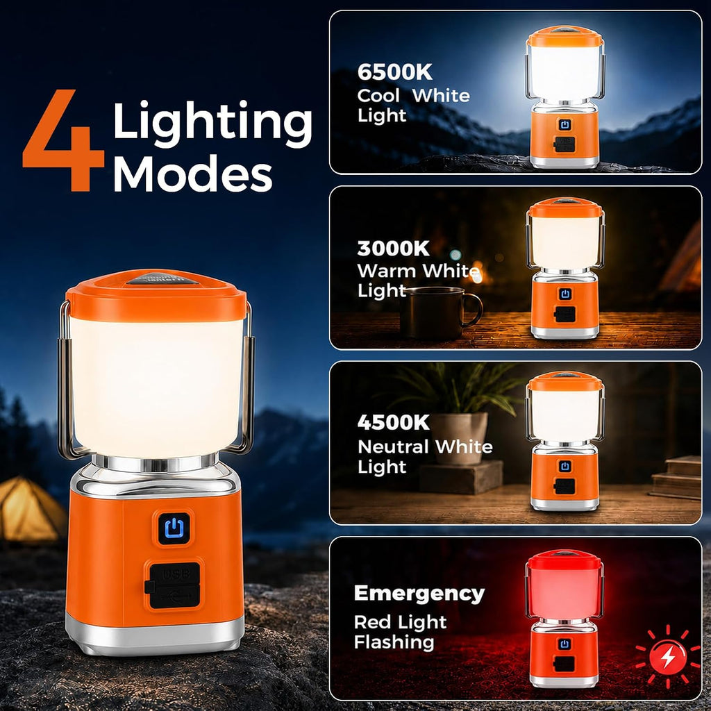 LED Camping Lantern, Rechargeable 3000mAh Battery Powered Camping Flashlight Lantern Light with 1500LM, 4 Modes