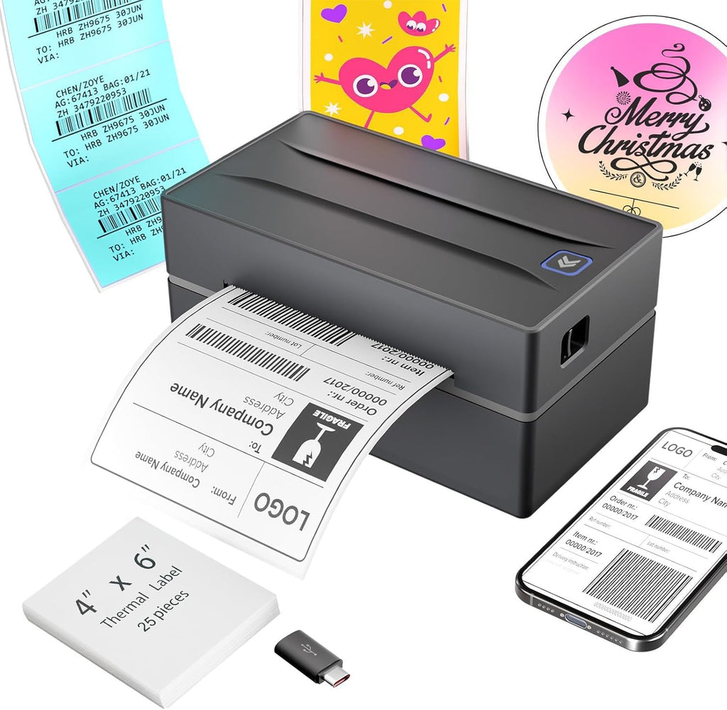 Thermal Shipping Label Printer 4x6 Bluetooth Label Maker for Small Business | Wireless Mailing Shipping Printer for