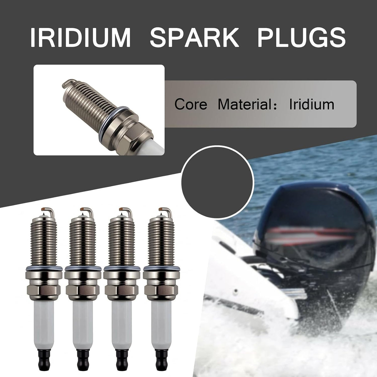 4Pc Iridium Spark Plugs LFR4A-E 6499 Fit Mercury 4-Stroke Outboard 75-115HP